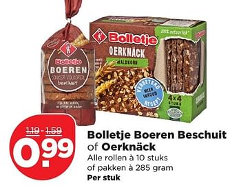 Aanbiedingen Bolletje boeren beschuit of oerknäck - Bolletje - Geldig van 11/02/2017 tot 18/02/2017 bij Plus
