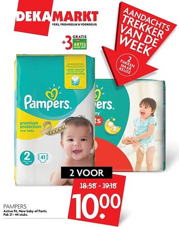 Aanbiedingen Pampers active fit, new baby of pants - Pampers - Geldig van 12/02/2017 tot 18/02/2017 bij Deka Markt