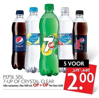 Aanbiedingen Pepsi, sisi, 7-up of crystal clear - Huismerk - Deka Markt - Geldig van 12/02/2017 tot 18/02/2017 bij Deka Markt