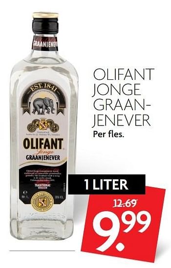 Aanbiedingen Olifant jonge graan- jenever - Olifant - Geldig van 12/02/2017 tot 18/02/2017 bij Deka Markt
