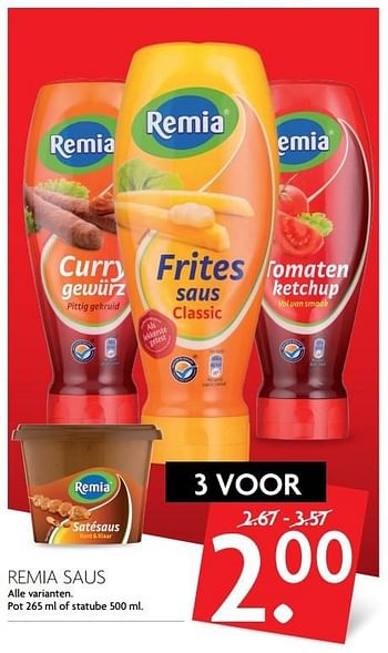 Aanbiedingen Remia saus - Remia - Geldig van 12/02/2017 tot 18/02/2017 bij Deka Markt