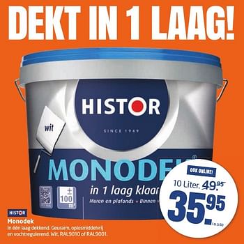 Aanbiedingen Monodek in één laag dekkend - Histor - Geldig van 06/02/2017 tot 19/02/2017 bij Formido