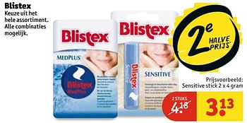 Aanbiedingen Blistex sensitive stick - Blistex - Geldig van 14/02/2017 tot 19/02/2017 bij Kruidvat