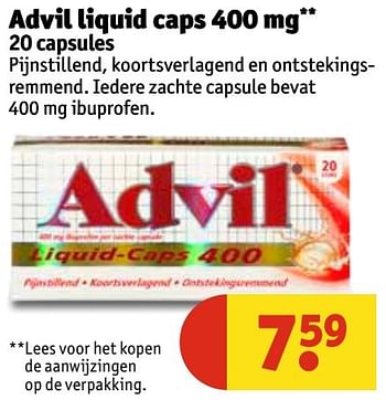 Aanbiedingen Advil liquid caps 400 mg - Advil - Geldig van 14/02/2017 tot 19/02/2017 bij Kruidvat