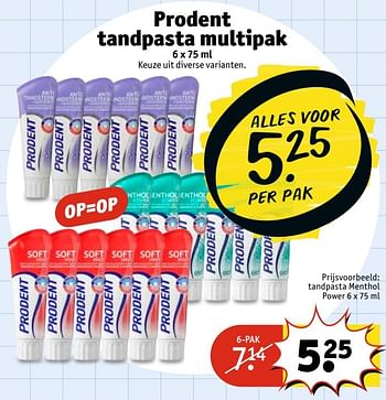 Aanbiedingen Prodent tandpasta menthol power - Prodent - Geldig van 14/02/2017 tot 19/02/2017 bij Kruidvat