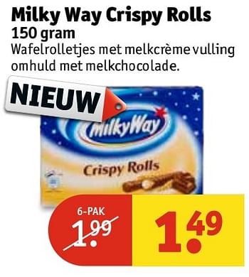 Aanbiedingen Milky way crispy rolls - Milky Way - Geldig van 14/02/2017 tot 19/02/2017 bij Kruidvat