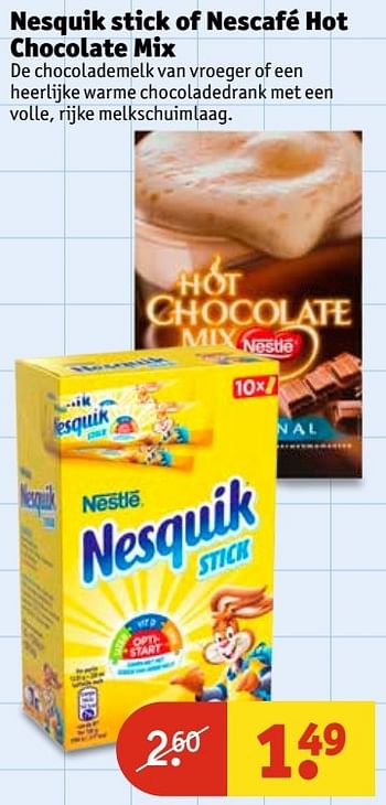 Aanbiedingen Nesquik stick of nescafé hot chocolate mix - Nesquik - Geldig van 14/02/2017 tot 19/02/2017 bij Kruidvat