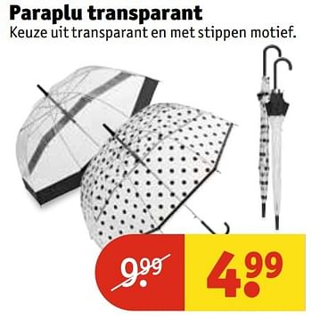 Aanbiedingen Paraplu transparant - Huismerk - Kruidvat - Geldig van 14/02/2017 tot 19/02/2017 bij Kruidvat