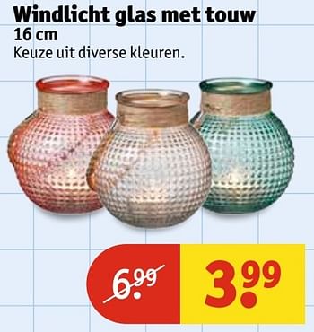 Aanbiedingen Windlicht glas met touw - Huismerk - Kruidvat - Geldig van 14/02/2017 tot 19/02/2017 bij Kruidvat