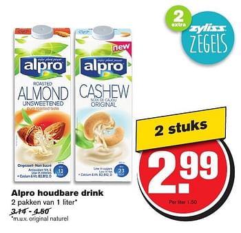 Aanbiedingen Alpro houdbare drink - Alpro Soya - Geldig van 12/02/2017 tot 21/02/2017 bij Hoogvliet