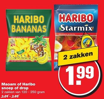 Aanbiedingen Maoam of haribo snoep of drop - Haribo - Geldig van 12/02/2017 tot 21/02/2017 bij Hoogvliet