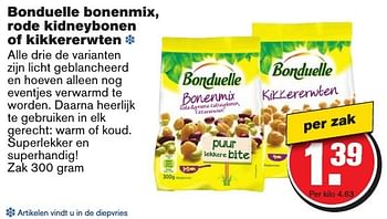 Aanbiedingen Bonduelle bonenmix, rode kidneybonen of kikkererwten - Bonduelle - Geldig van 12/02/2017 tot 21/02/2017 bij Hoogvliet
