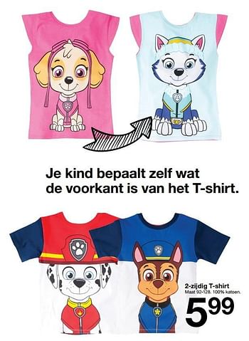 Aanbiedingen 2-zijdig t-shirt - Huismerk - Zeeman  - Geldig van 18/02/2017 tot 24/02/2017 bij Zeeman