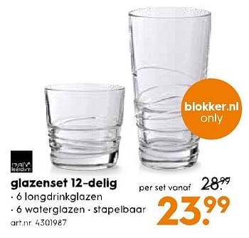 Aanbiedingen Glazenset 12-delig - Royal Leerdam - Geldig van 11/02/2017 tot 22/02/2017 bij Blokker