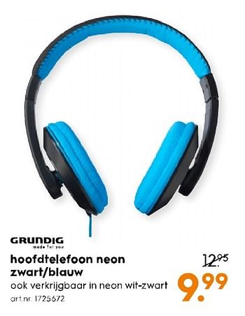 Aanbiedingen Grundig hoofdtelefoon neon zwart-blauw - Grundig - Geldig van 11/02/2017 tot 22/02/2017 bij Blokker