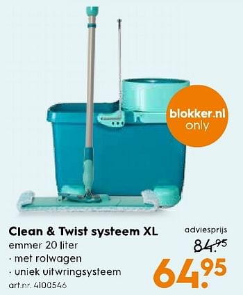 Aanbiedingen Clean + twist systeem xl - Leifheit - Geldig van 11/02/2017 tot 22/02/2017 bij Blokker