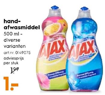 Aanbiedingen Hand- afwasmiddel - Ajax - Geldig van 11/02/2017 tot 22/02/2017 bij Blokker