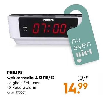 Aanbiedingen Philips wekkerradio aj3115-12 - Philips - Geldig van 11/02/2017 tot 22/02/2017 bij Blokker