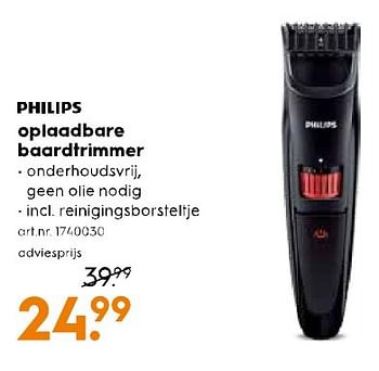 Aanbiedingen Philips oplaadbare baardtrimmer - Philips - Geldig van 11/02/2017 tot 22/02/2017 bij Blokker