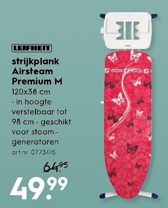 Aanbiedingen Strijkplank airsteam premium m - Leifheit - Geldig van 11/02/2017 tot 22/02/2017 bij Blokker