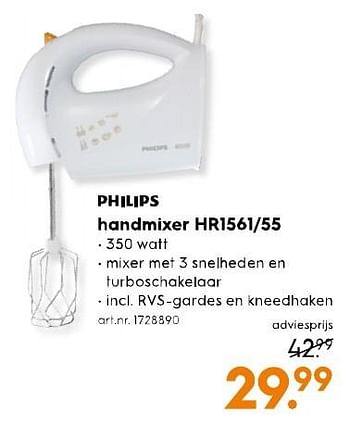Aanbiedingen Philips handmixer hr1561-55 - Philips - Geldig van 11/02/2017 tot 22/02/2017 bij Blokker