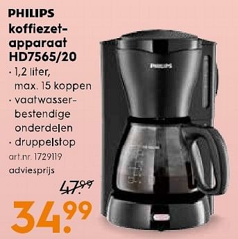 Aanbiedingen Philips koffiezet- apparaat hd7565-20 - Philips - Geldig van 11/02/2017 tot 22/02/2017 bij Blokker
