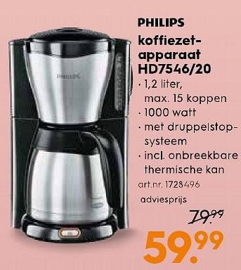 Aanbiedingen Philips koffiezetapparaat hd7546-20 - Philips - Geldig van 11/02/2017 tot 22/02/2017 bij Blokker