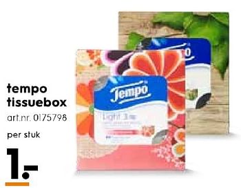 Aanbiedingen Tempo tissuebox - Tempo - Geldig van 11/02/2017 tot 22/02/2017 bij Blokker
