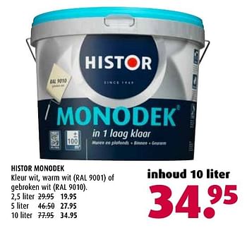 Aanbiedingen Histor monodek - Histor - Geldig van 13/02/2017 tot 26/02/2017 bij Hubo