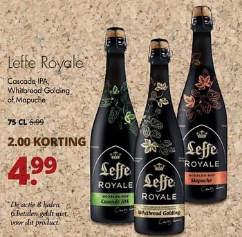 Aanbiedingen Leffe royale cascade ipa, whitbread golding of mapuche - Leffe - Geldig van 12/02/2017 tot 25/02/2017 bij Mitra