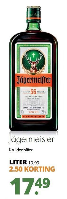 Aanbiedingen Kruidenbitter - Jagermeister - Geldig van 12/02/2017 tot 25/02/2017 bij Mitra