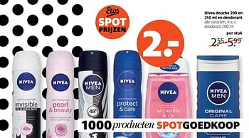 Aanbiedingen Nivea douche en deodorant - Nivea - Geldig van 13/02/2017 tot 26/02/2017 bij Etos