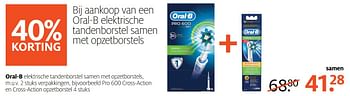 Aanbiedingen Oral-b elektrische tandenborstel samen met opzetborstels, - Oral-B - Geldig van 13/02/2017 tot 26/02/2017 bij Etos