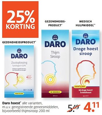 Aanbiedingen Daro hoest thijmsiroop - Daro - Geldig van 13/02/2017 tot 26/02/2017 bij Etos