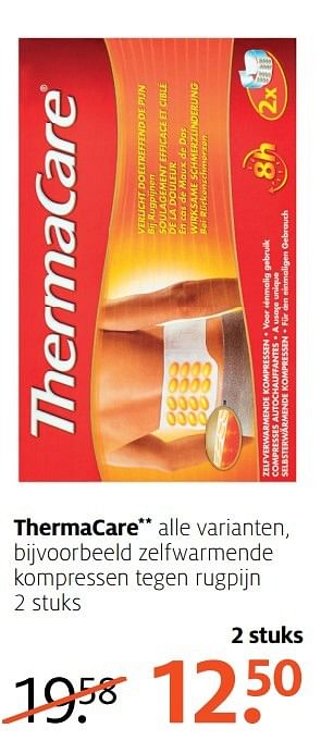 Aanbiedingen Thermacare zelfwarmende kompressen tegen rugpijn - ThermaCare - Geldig van 13/02/2017 tot 26/02/2017 bij Etos
