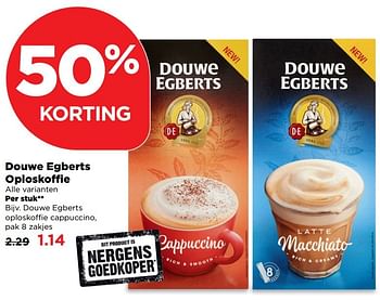 Aanbiedingen Douwe egberts oploskoffie cappuccino - Douwe Egberts - Geldig van 19/02/2017 tot 25/02/2017 bij Plus