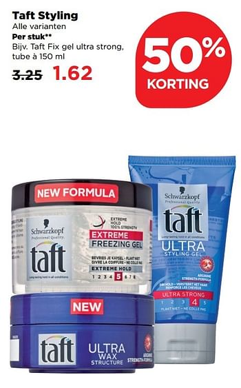 Aanbiedingen Taft fix gel ultra strong - Taft - Geldig van 19/02/2017 tot 25/02/2017 bij Plus