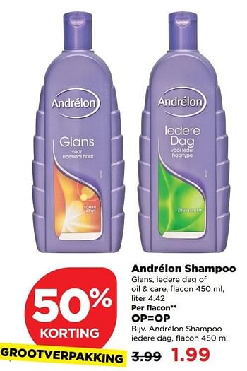 Aanbiedingen Andrélon shampoo iedere dag - Andrelon - Geldig van 19/02/2017 tot 25/02/2017 bij Plus