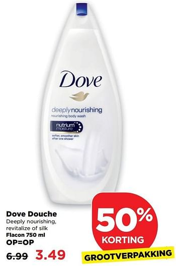 Aanbiedingen Dove douche deeply nourishing - Dove - Geldig van 19/02/2017 tot 25/02/2017 bij Plus