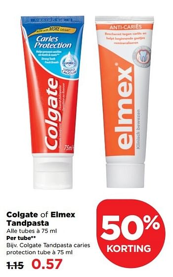 Aanbiedingen Colgate tandpasta caries protection tube - Colgate - Geldig van 19/02/2017 tot 25/02/2017 bij Plus