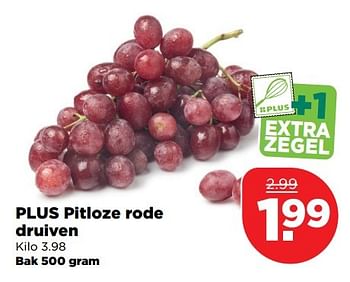 Aanbiedingen Plus pitloze rode druiven - Huismerk - Plus - Geldig van 19/02/2017 tot 25/02/2017 bij Plus