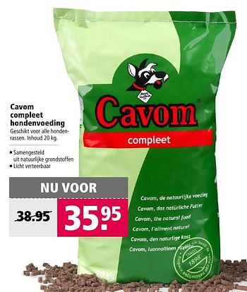 Aanbiedingen Cavom compleet hondenvoeding - Cavom - Geldig van 13/02/2017 tot 26/02/2017 bij Welkoop