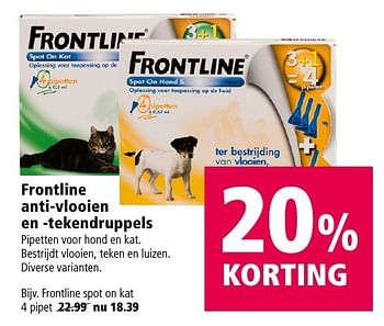 Aanbiedingen Frontline spot on kat - Frontline - Geldig van 13/02/2017 tot 26/02/2017 bij Welkoop