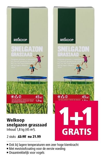 Aanbiedingen Welkoop snelgazon graszaad - Huismerk - Welkoop - Geldig van 13/02/2017 tot 26/02/2017 bij Welkoop