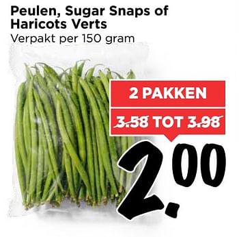 Aanbiedingen Peulen, sugar snaps of haricots verts - Huismerk Vomar - Geldig van 19/02/2017 tot 25/02/2017 bij Vomar