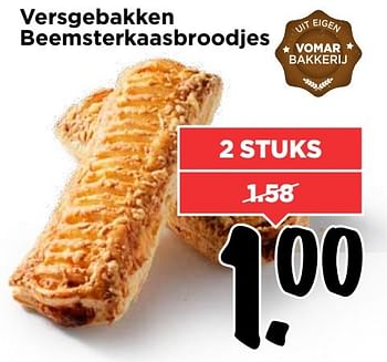 Aanbiedingen Versgebakken beemsterkaasbroodjes - Huismerk Vomar - Geldig van 19/02/2017 tot 25/02/2017 bij Vomar