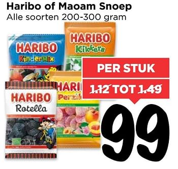 Aanbiedingen Haribo of maoam snoep - Haribo - Geldig van 19/02/2017 tot 25/02/2017 bij Vomar