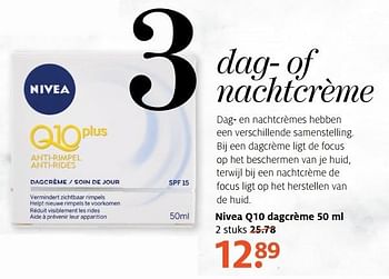 Aanbiedingen Nivea q10 dagcrème - Nivea - Geldig van 20/02/2017 tot 26/02/2017 bij Etos