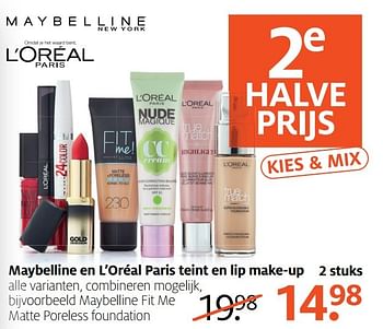 Aanbiedingen Maybelline en l`oréal paris teint en lip make-up - Maybelline - Geldig van 20/02/2017 tot 26/02/2017 bij Etos