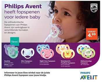 Aanbiedingen Philips avent soothie - Philips - Geldig van 20/02/2017 tot 26/02/2017 bij Etos